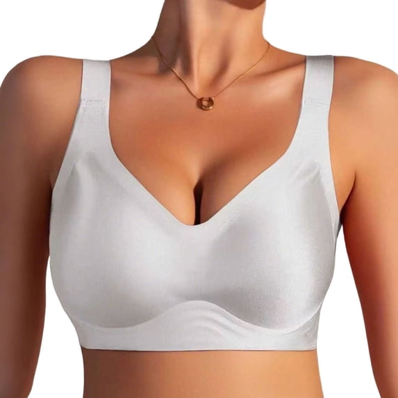 qelini Wirefree Minimizer Bra for Women Plus Size Full Coverage T-Shirt Bra with Back Smoothing & Lift Support Solid Color Bras