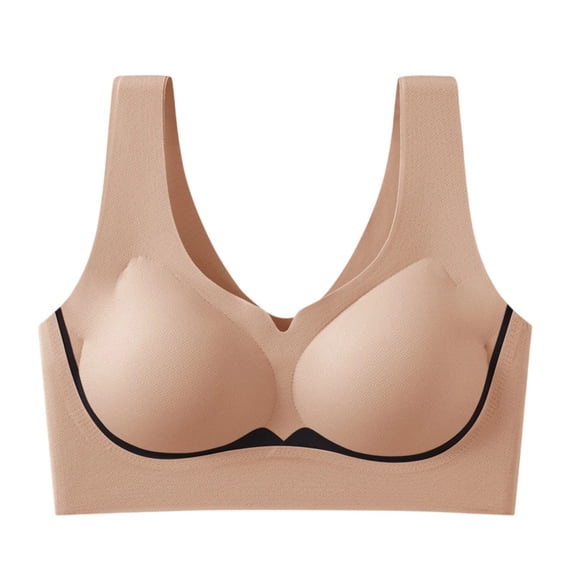 qelini Wireless Bras for Women Plus Size Seamless Full Coverage T-Shirt Bra with Soft Support & Back Smoothing for Everyday Wear