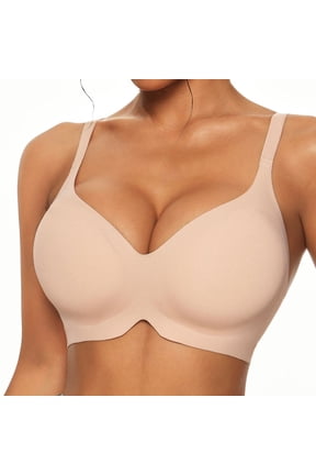 Wireless Push up Bra for Women Seamless Adjustable Strap Full Coverage Comfort T-Shirt Bra with Lift Support