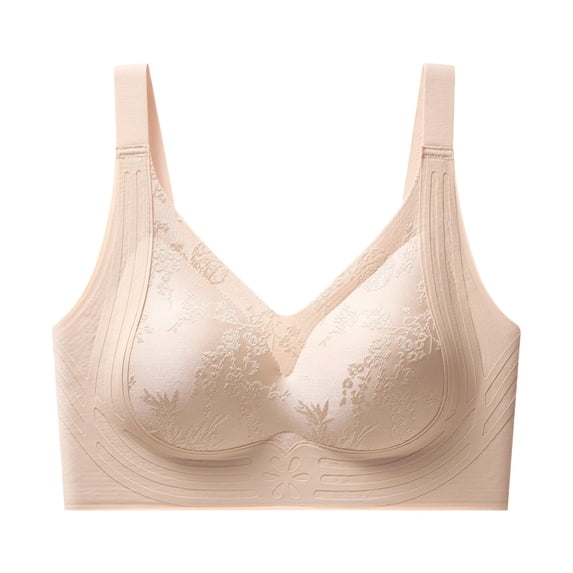 qelini Wireless Push up Bra for Women Seamless Breathable Everyday T-Shirt Bra with Lightly Lined Cups