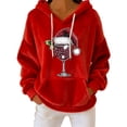 thumbnail image 1 of qelini Women Fleece Christmas Hoodies Red Wine Glass Print Pullover Dropped Shoulder Long Sleeve Sweatshirts Casual Cozy Tops, 1 of 7