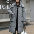 thumbnail image 1 of qelini Women Long Black Puffer Winter Coat Warm Pocket Coat Long Jacket Winter Sleeve Down Parkas Gray M, 1 of 1