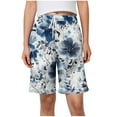 thumbnail image 1 of qelini Women's Lounge Shorts Soft Drawsting High Waist Bermudas Shorts Pockets Print Loose Shorts, 1 of 6