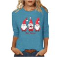 thumbnail image 1 of qelini Womens 3/4 Sleeve T Shirts Dwarf Print Pullover Basic Tee Crewneck Lightweight Tunic Casual Holiday Blouses, 1 of 5
