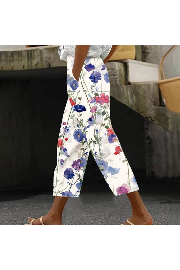 Womens Capris with Pockets and Drawstring Labor Day Basic Edition Capris Stretch Pull On Printing Plus Size Summer Fall Fashion Lightweight Breathable White 3XL