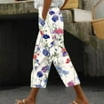 thumbnail image 1 of qelini Womens Capris with Pockets and Drawstring Labor Day Basic Edition Capris Stretch Pull On Printing Plus Size 2024 Summer Fall Fashion Lightweight Breathable White L, 1 of 5