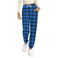thumbnail image 1 of qelini Womens Fleece Pajama Pants Elastic Waist Pants Plaid Drawstring Loungewear Pants Stylish PJs Bottoms with Pockets, 1 of 6