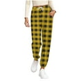 thumbnail image 1 of qelini Womens Fleece Pajama Pants Elastic Waist Pants Plaid Drawstring Loungewear Pants Stylish PJs Bottoms with Pockets, 1 of 6