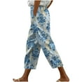 thumbnail image 1 of qelini Womens Harem Pants Plus Size Capris Pants Drawstring Waist Print Ankle Pants Casual Daily Wear, 1 of 5