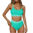 thumbnail image 1 of qelini Womens High Waisted Bikini Two Piece Bikini Sets Solid Color Bathing Suits Summer Swimwear, 1 of 7