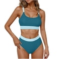 thumbnail image 1 of qelini Womens High Waisted Bikini Two Piece Bikini Sets Solid Color Bathing Suits Summer Swimwear, 1 of 8