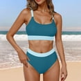 thumbnail image 1 of qelini Womens High Waisted Bikini Two Piece Bikini Sets Solid Color Bathing Suits Summer Swimwear, 1 of 8