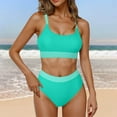 thumbnail image 1 of qelini Womens High Waisted Bikini Two Piece Bikini Sets Solid Color Bathing Suits Summer Swimwear, 1 of 7