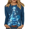 thumbnail image 1 of qelini Womens Long Sleeve Shirts Plus Size Christmas Crewneck Pullover Xmas Tree Print Tops Baggy Holiday Clothes, 1 of 8
