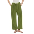 thumbnail image 1 of qelini Womens Pajama Pants Elastic Waist Straight Leg Pants Solid Drawstring Loungewear Pants Stylish PJs Bottoms, 1 of 8