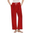 thumbnail image 1 of qelini Womens Pajama Pants Elastic Waist Straight Leg Pants Solid Drawstring Loungewear Pants Stylish PJs Bottoms, 1 of 8