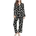 thumbnail image 1 of qelini Womens Pajama Set 2 Piece Printed Lapel Long Sleeve Shirt and Pant with Pocket Loungewear Soft Fancy Sleepwear, 1 of 7
