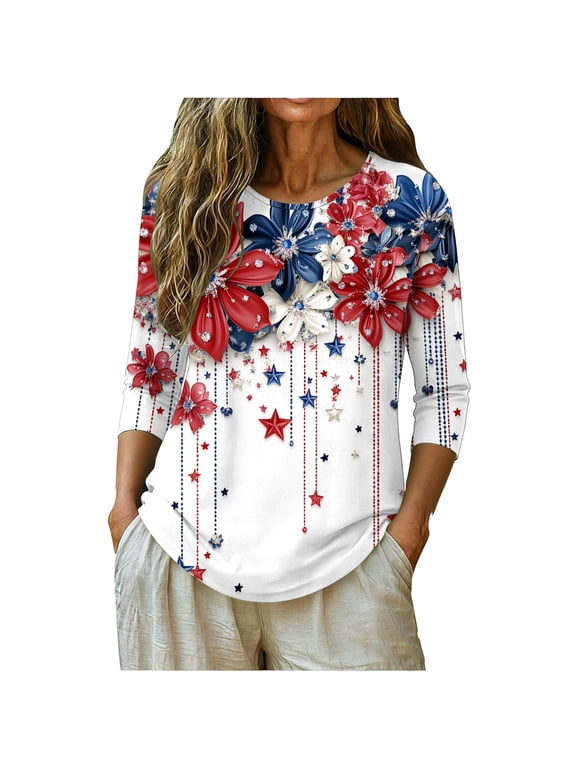 Womens Patriotic Shirts USA Plus Size Vest Top Asymmetrical Neck Sleeveless Pullover Top Print Cloths