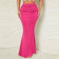 thumbnail image 1 of qelini Womens Pencil Skirts High Waist Long Skirt Pleated Elastic Waist Wrap Skirt Solid Color Bodycon Skirt, 1 of 6