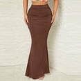 thumbnail image 1 of qelini Womens Pencil Skirts High Waist Long Skirt Pleated Elastic Waist Wrap Skirt Solid Color Bodycon Skirt, 1 of 6