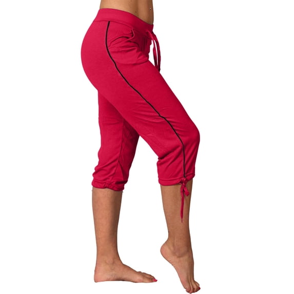 qelini Womens Pink Cropped Trousers Plus Size Labor Day Yoga Pants Slim Fitting High Elastic Waisted Capris Pull on Pants Basic Edition Fashion Lightweight and Red 3XL