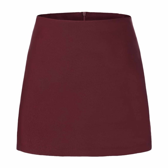 qelini Womens Skort Zipper Mini Skirt High Waist A-line Skirt Side Slit Solid Color Summer Skirt