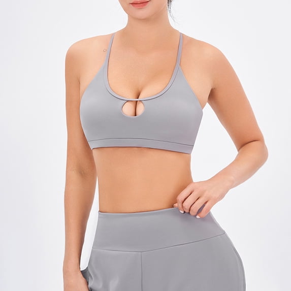 qelini Womens Sports Bra High Support Tank Style Cotton fitsness Bra Summer Shapewear Casual Fashion Shockproof Gymsling Chest Pad Solid Color S-XL