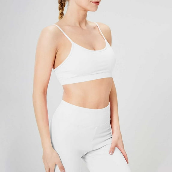 qelini Womens Sports Bra High Support Tank Style Cotton fitsness Bra Summer Shapewear Casual Fashion Shockproof Gymsling Chest Pad Solid Color S-XL