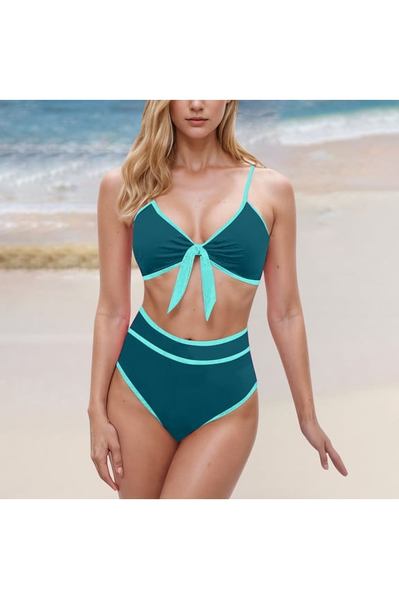 Bikini Set for Women 2 Piece Two-Piece Bikini Sets Solid Color Bathing Suits for Women Summer Swimwear
