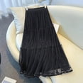thumbnail image 1 of qelini Womens Velvet Skirt Long Loose Long Skirt Pleated High Waist A-line Skirt Casual Solid Color Summer Skirt, 1 of 5