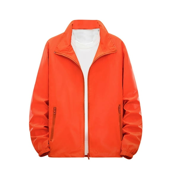 qelini Work Jacket for Men Long Sleeve Collared Coats Solid Zip up Jackets Casual Winter Outerwear with Pockets