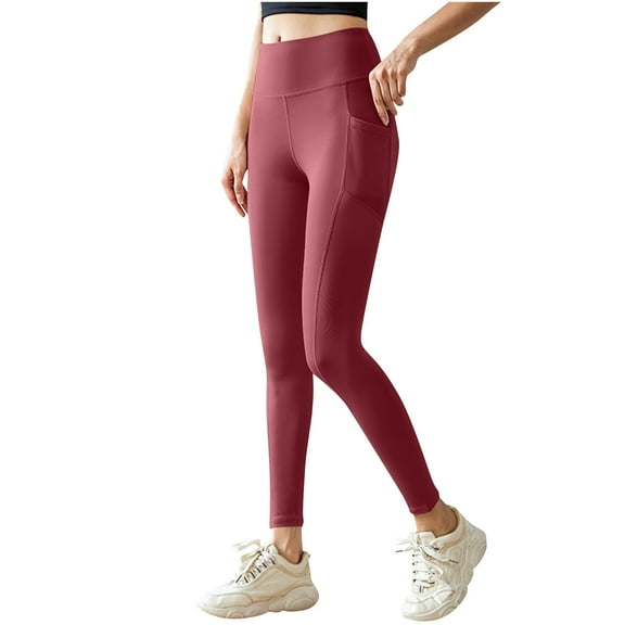 qelini Yoga Leggings for Women with Pocket High Waisted Solid Pantyhose Stretch Butt Liftings Thermal Workout Tights
