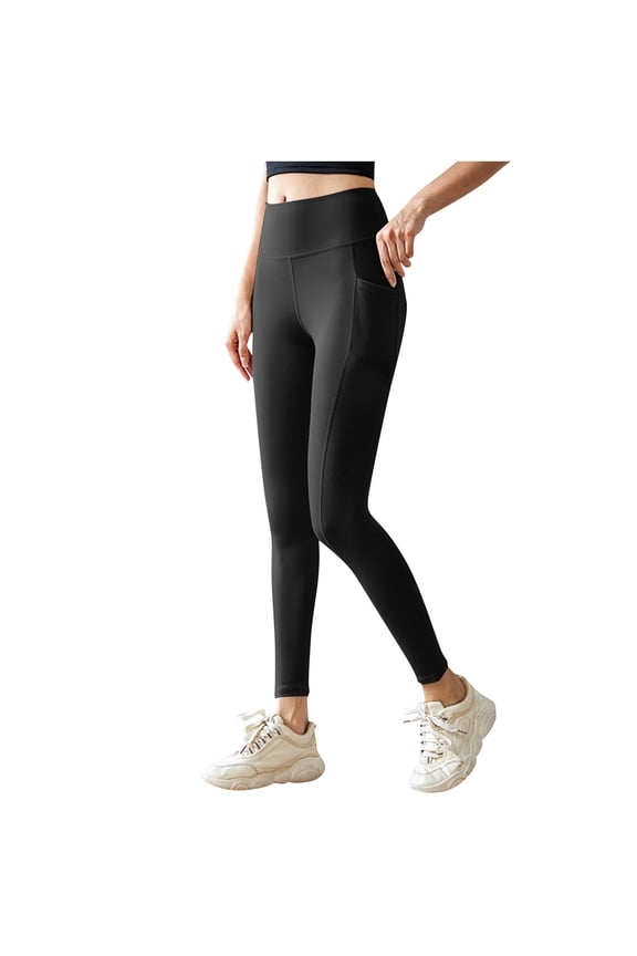 Yoga Leggings for Women with Pocket High Waisted Solid Pantyhose Stretch Butt Liftings Thermal Workout Tights
