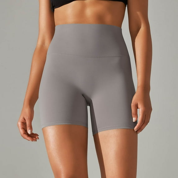 qelini Yoga Shorts for Women Solid Color Elastic High Waisted Body Shaping Soft Performance Running Gym Biker Shorts Lightweight and Low Price 1Pack Gray XL