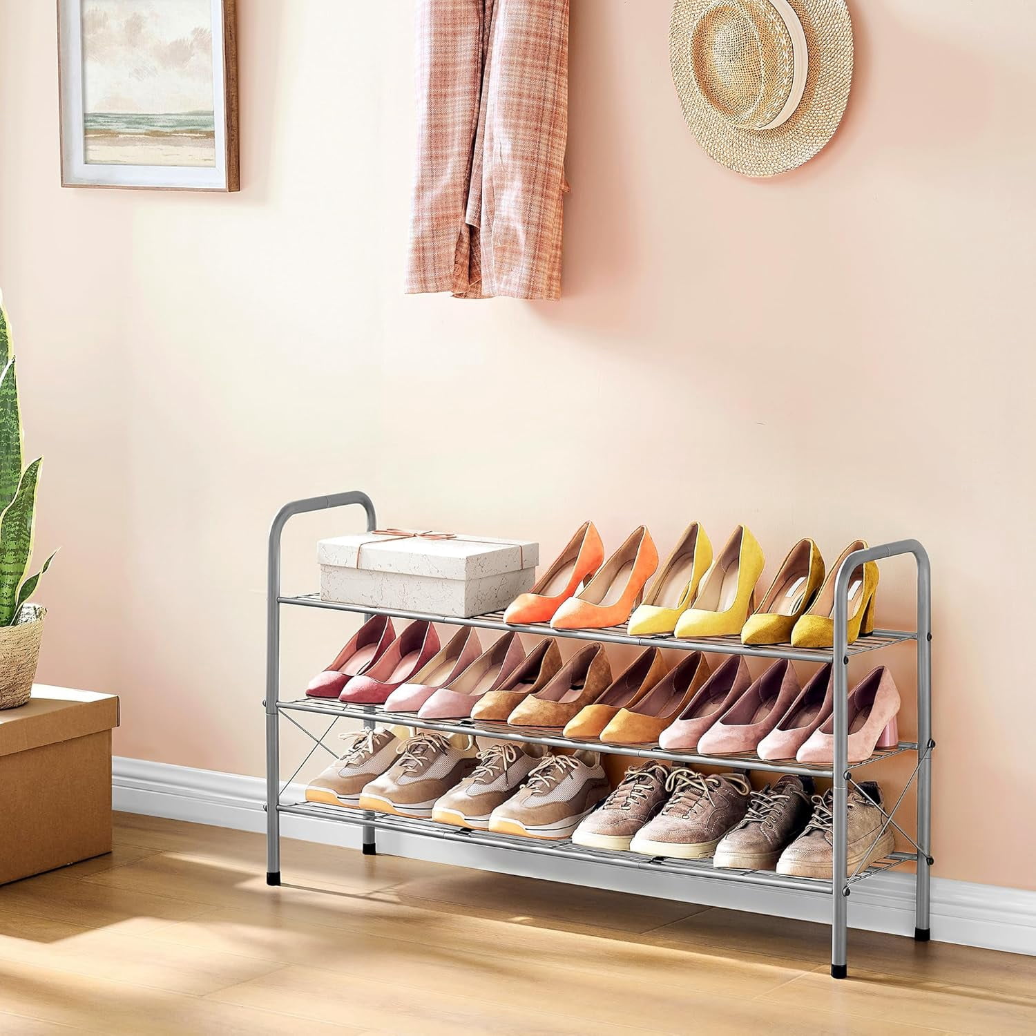 All Style Shoe Racks qewtrs 2 Tier Shoe Rack for Closet Durable Mesh Style Shoe Rack ...