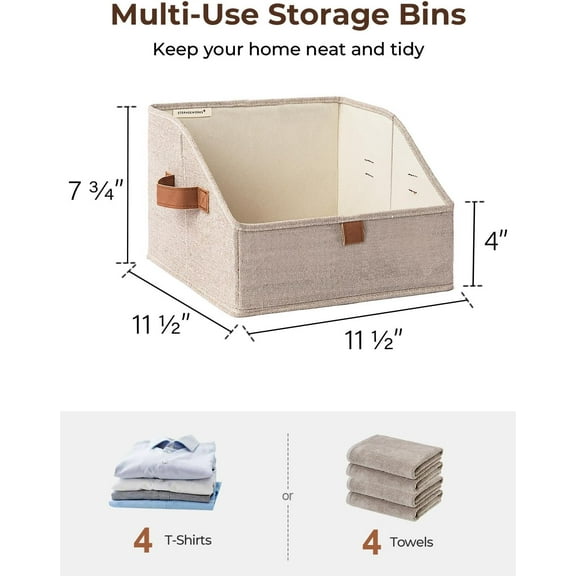 qewtrs Closet Storage Bins  Trapezoid Organizer Box for Shelves  Fabric Clothes Bin  Foldable Organizing Baskets with Handles  Small  3-Pack  Gray gtr