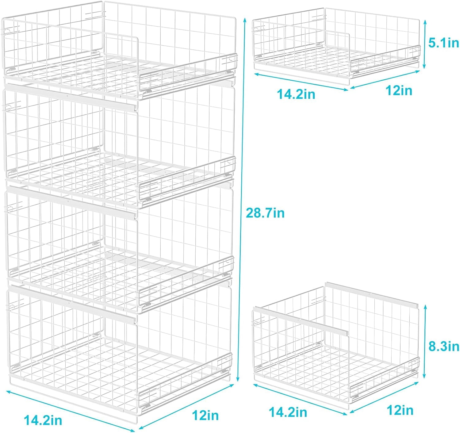 qewtrs Hongtamoya 4-Tier Stackable Closet Organizers and Storage ...