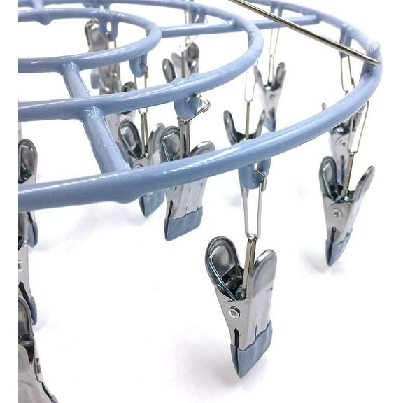 qewtrs Stainless Steel Clothe Drying Rack Laundry Drip Hanger 24 Clip Metal Clothespins Round Underwear Lingerie Sock Hat Boot Large Heavy Duty Portable Indoor Outdoor Baby Wet and Dry Dr