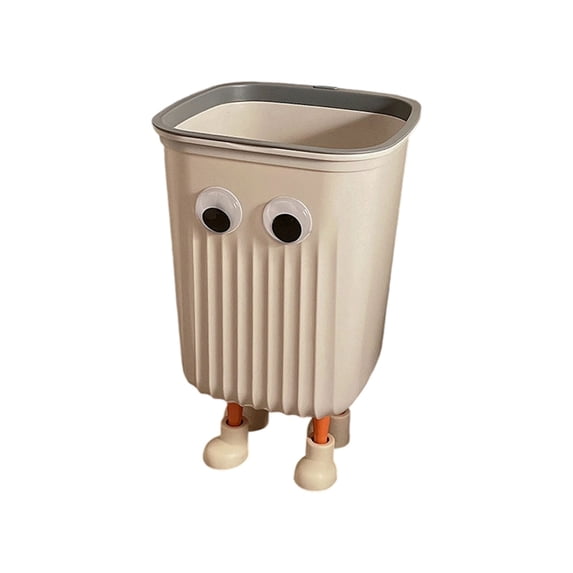 qiangxu,Cartoon Cute Large Capacity Can Large Opening Detachable Mouth Edge Garbage Cans Lightweight Durable Easy to Clean Wastebaskets for Living Room Bedroom Beige 7.56*7.28*9.84''