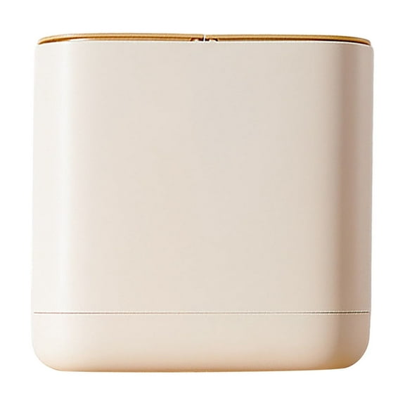 qiangxu,Home Living Room Functional Desktop Tissue Cans 2 in 1 Press Open Lid Garbage Cans Non- and Secure Pull-Over Wastebaskets Suitable for Indoor Light Yellow 7.8*4.65*7.28''