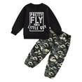 thumbnail image 1 of qiiinnHk Baby Boy Fall Clothes Long Sleeve Round Neck Letter Print Sweatshirt Top Long Pants Cute Toddler Boy Fall Winter Outfit Sets 12-18 Months,Camouflage, 1 of 6