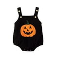 thumbnail image 1 of qiiinnHk Baby Boy Girl Halloween Clothes Sweater Romper Pumpkin Ghost Knitted Romper Suspender Jumpsuit Baby Girl Halloween Outfit 3-6 Months,Black, 1 of 7