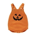 thumbnail image 1 of qiiinnHk Baby Boy Girl Halloween Clothes Sweater Romper Pumpkin Ghost Knitted Romper Suspender Jumpsuit Baby Girl Halloween Outfit 3-6 Months,Orange, 1 of 6