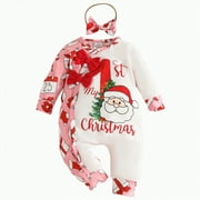 qiiinnHk Christmas Outfit Boy Girl Fall Winter Clothes Cute Romper One Piece Jumpsuit Coming Home Outfits 0-3 Months,