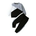 thumbnail image 1 of qiiinnHk Toddler Baby Boy Fall Winter Clothes Color Block Long Sleeve Sweatshirt Pullover Tops + Joggers Pants Cute Baby Boy Outfits Set 18-24 Months,Grey, 1 of 6