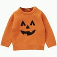 thumbnail image 1 of qiiinnHk Toddler Boy Girl Halloween Sweater Knit Baby Sweater Long Sleeve Crewneck Letter Sweatshirt Fall Winter Clothes Orange,3-6 Months, 1 of 7