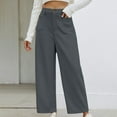 thumbnail image 1 of qilini Fall Cargo Pants Women Stretchy Casual Solid Color Pocket High Waist Straight Leg Pants Casual Pants Corduroy High Waist Slightly Flared Wide Leg Casual Pant Dark Gray M, 1 of 9