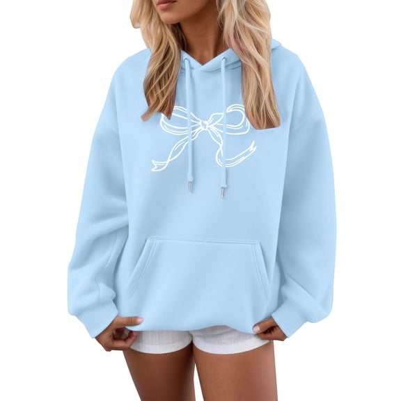 WCJM Bow Cute Hoodie for Hoodies Trendy Sweatshirt Print Casual Pullover Sweatshirts Women's Hoodies & Sweatshirts Valentine Hoodie for Women