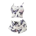 thumbnail image 1 of WCJM Butterfly-Printed Pajamas Pajama Set with Butterfly Print Strappy and Short Pants Two-Piece Set Women Pajama Sets, 1 of 6