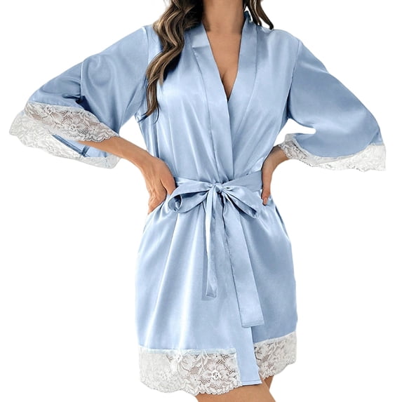 WCJM Cotton Robe Women Lightweight Women's Short Kimono Robe Silky Satin Bathrobe Bride Bridesmaids Getting Ready Sleepwear Soft Nightgown Short Style Women Robes